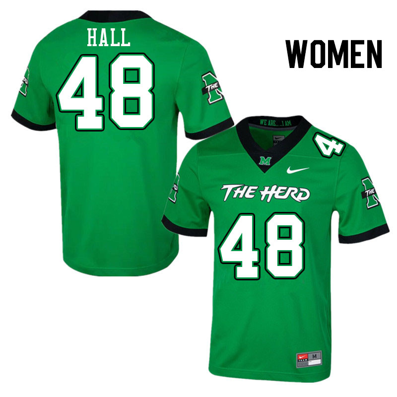 Women #48 Jayven Hall Marshall Thundering Herd College Football Jerseys Stitched Sale-Green